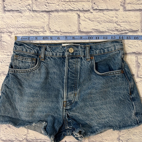 Reformation Charlie High Rise Denim Jean Shorts Cut Off Button Fly Micro Size 26 - Picture 6 of 11
